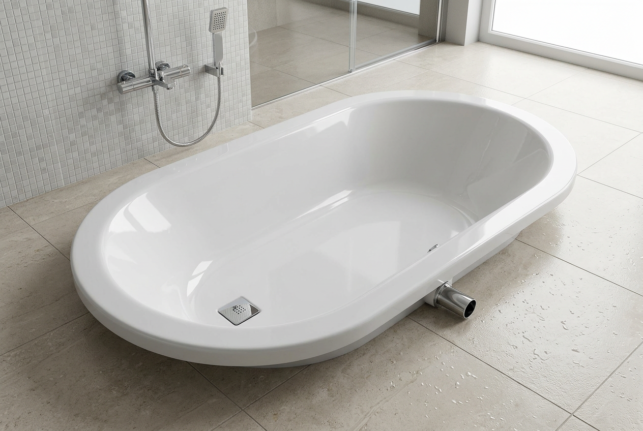 SEDEM AKRİLİK 140X90 H:15CM PANELLİ AYAKLI DİKDÖRTGEN AKRİLİK DUŞ TEKNESİ (ORJİNAL DUŞ SİFONU DAHİL)